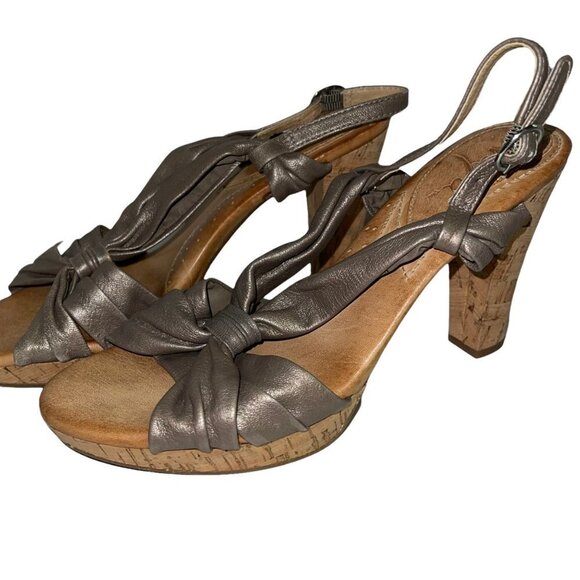 Naya Wind Cork Heel Open Toe Shoe Taupe Size 8 Women's - Picture 4 of 6